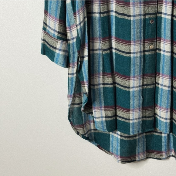 NWT Anthropologie Akemi + Kin Tunic Wool Blend Top Long Length Button Plaid Sz L - Picture 7 of 13